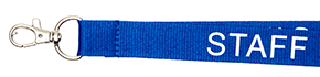 Platt 20 mm - Blå med texten STAFF