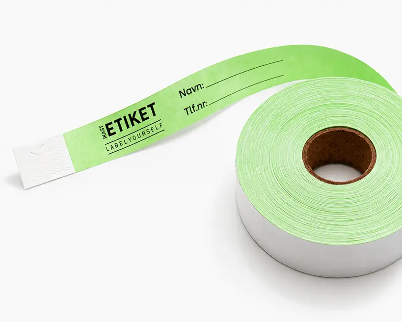 Pappersarmband på rulle för dispenser