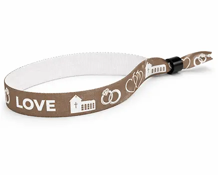 Bronsfärgade festivalarmband med bröllopstema